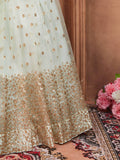 Pista Green Sequence Work Net Wedding Girlish Party Wear Lehenga Choli