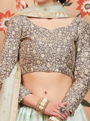Pista Green Sequence Work Net Wedding Girlish Party Wear Lehenga Choli