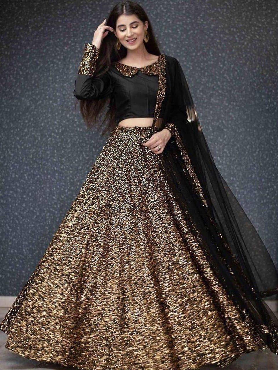 Black Fully Sequins Velvet Party Wear Lehenga Choli