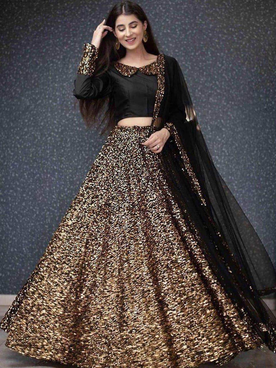Black Fully Sequins Velvet Party Wear Lehenga Choli