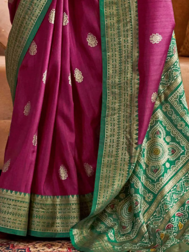 Fantastical Purple Patola Printed Silk Festival Wear Saree With Blouse