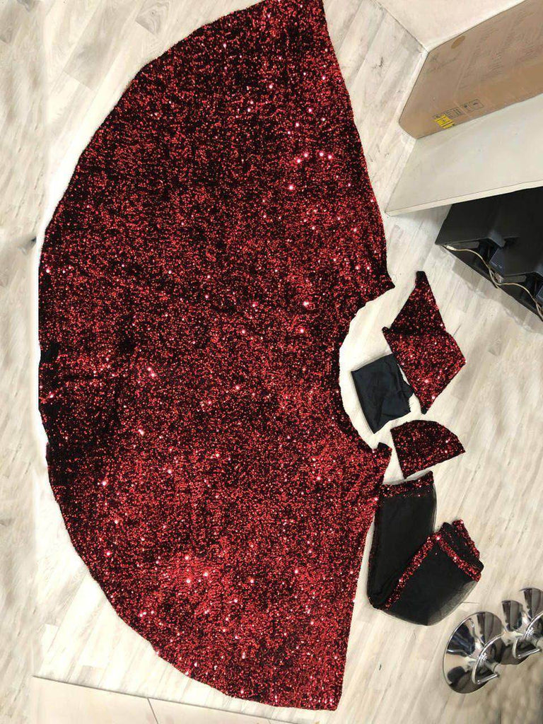 Red Fully Sequins Velvet Party Wear Lehenga Choli
