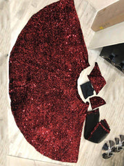 Red Fully Sequins Velvet Party Wear Lehenga Choli