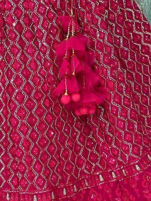 Marvelous Rani Pink Sequins Embroidredy Georgette Wedding Wear Lehenga Choli
