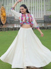 Incredible Off White Silk Embroidered Lehenga Choli With Koti