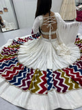 Marvelous White Cotton Printed Navratri Wear Lehenga Choli