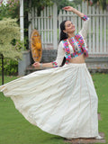 Incredible Off White Silk Embroidered Lehenga Choli With Koti