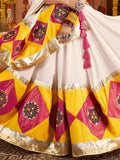 Regal White Cotton Navratri Wear Lehenga Choli With Dupatta