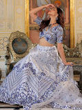 Graceful White Satin Thread Embroidered Party Wear Lehenga Choli