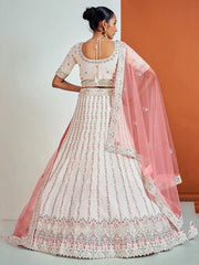 Ravishing White Georgette thread Embroidery Wedding Wear Lehenga Choli