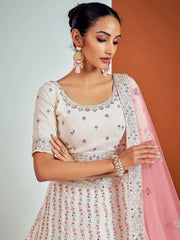 Ravishing White Georgette thread Embroidery Wedding Wear Lehenga Choli
