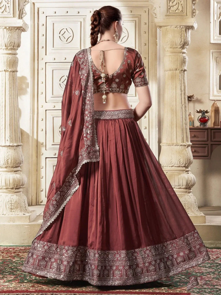 Winning Brown Sequins Work Rangoli Silk Function Wear Lehenga Choli - Ethnic Plus In