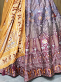Winsome Grey Printed Art Silk Function Wear Lehenga Choli With Dupatta - Ethnic Plus In
