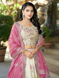Enchanting Off White Pure Jacquard Sequins Bridesmaids Lehenga Choli