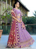 Alluring Lavender Viscose Coding Work Wedding Wear Lehenga Choli