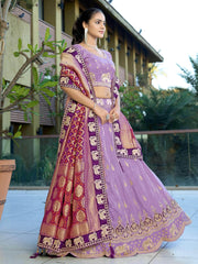 Alluring Lavender Viscose Coding Work Wedding Wear Lehenga Choli