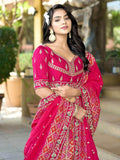 Dazzling Pink Pure Viscose Coding Work Lehenga Choli With Dupatta