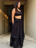 Wonderful Black Sequins Georgette Reception Wear Lehenga Choli - Ethnic Plus In