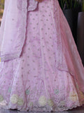 Wonderful Lavender Jarkan Work Organza Designer Lehenga Choli - Ethnic Plus In