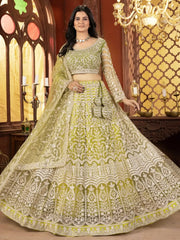 Wonderful Mint Green Sequins Georgette Lehenga Choli With Dupatta - Ethnic Plus In