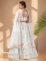 Wonderful Off - White Sequins Net Reception Wear Lehenga Choli - Ethnic Plus In