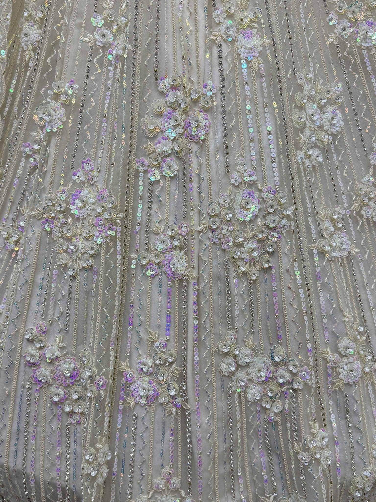 Wonderful Off - White Sequins Net Wedding Wear Lehenga Choli - Ethnic Plus In