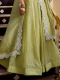 Wonderful Pastel Green Organza Designer Lehenga Choli With Dupatta - Ethnic Plus In