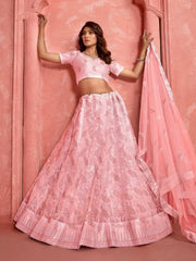 Wonderful Peach Sequins Net Engagement Wear Lehenga Choli - Ethnic Plus In