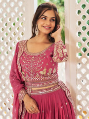 Wonderful Pink Sequins Georgette Wedding Lehenga Choli With Dupatta - Ethnic Plus In