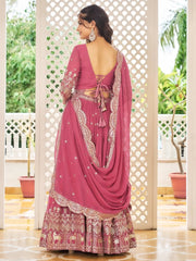 Wonderful Pink Sequins Georgette Wedding Lehenga Choli With Dupatta - Ethnic Plus In