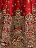 Wonderful Red Silk Bridal Lehenga Choli With Double Dupatta - Ethnic Plus In