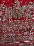 Wonderful Red Silk Bridal Lehenga Choli With Double Dupatta - Ethnic Plus In