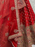 Wonderful Red Silk Bridal Lehenga Choli With Double Dupatta - Ethnic Plus In