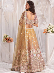 Wonderful Rose Gold Sequins Work Tissue Reception Wear Lehenga Choli - Ethnic Plus In