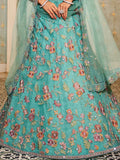 Wonderful Sea Green Embroidered Net Engagement Wear Lehenga Choli - Ethnic Plus In