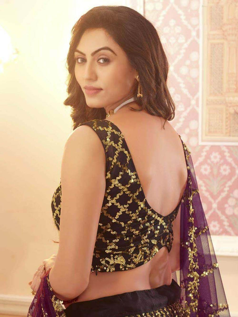 Wonderful Wine Sequins Silk Reception Wear Lehenga Choli With Dupatta - Ethnic Plus In