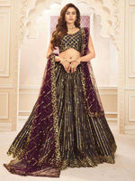 Wonderful Wine Sequins Silk Reception Wear Lehenga Choli With Dupatta