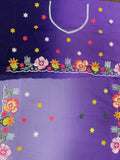 Wonderful Purple Thread Embroidered Georgette Saree With Blouse