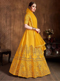 Yellow Zari Embroidery Art Silk Bridal Lehenga Choli With Dupatta