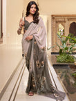 Captivating Brown Floral Printed Chiffon Office Wear Saree With Blouse
