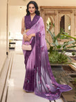 Glamorous Lavender Floral Printed Chiffon Traditional Saree With Blouse