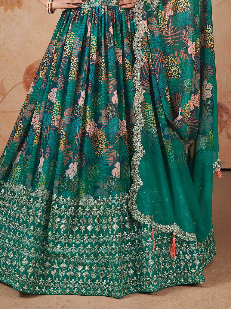 Beautiful Green Sequins Embroidered Wedding Wear Lehenga Choli