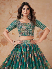 Beautiful Green Sequins Embroidered Wedding Wear Lehenga Choli