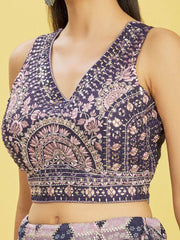 Charming Blue Embroidered Chinon Festival Wear Lehenga Choli