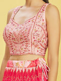 Pretty Pink Embroidered Chinon Festival Wear Lehenga Choli