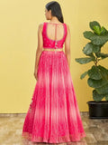 Gorgeous Pink Mirror Work Organza Reception Wear Lehenga Choli