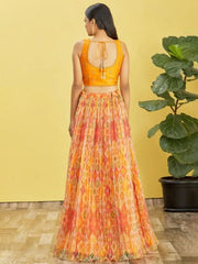 Bright Yellow Mirror Work Organza Function Wear Lehenga Choli