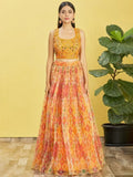 Bright Yellow Mirror Work Organza Function Wear Lehenga Choli