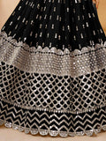 Seductive Black Zari Work Georgette Reception Wear Lehenga Choli