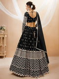 Seductive Black Zari Work Georgette Reception Wear Lehenga Choli